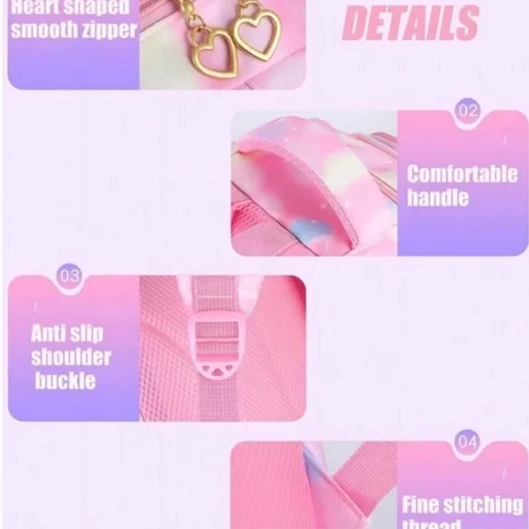 Back to School Whimsical Pink Cloud Backpack with Padded Straps and Lunch Bag - Picture 5 of 5